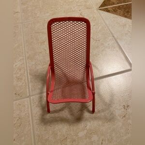 Pink Mesh Metal Miniature Chair Cell Phone Holder!